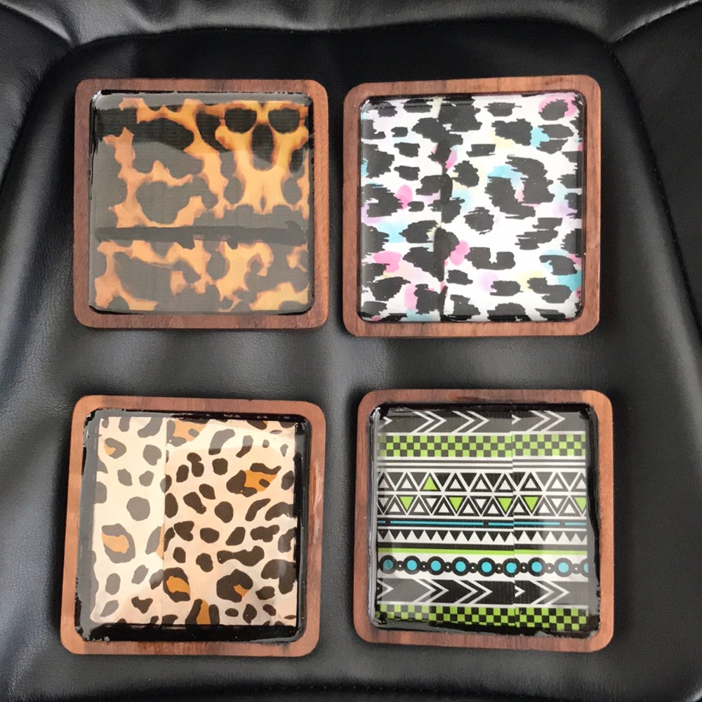 Decorative custom made coasters.